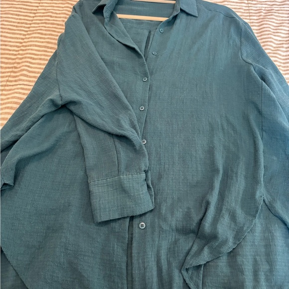 Carly Jean Los Angeles Carson Teal Button-Up Shirt - Picture 2 of 7